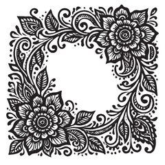 vector floral frame mehndi style 