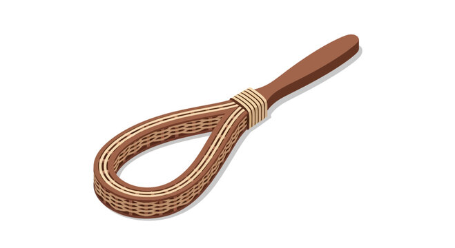 Artisanal wooden whisk with looped design for culinary creativity