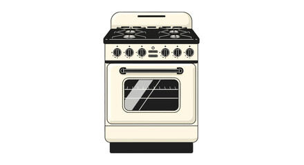 Isolated vector drawing of a classic gas stove with an oven, cartoon style