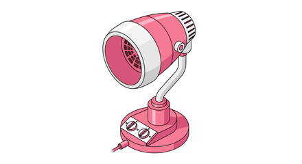 Retro Pink Salon Hair Dryer Illustration with Stand and Switch Design