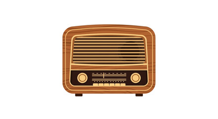 Vintage wooden radio receiver with control knobs and speaker grille
