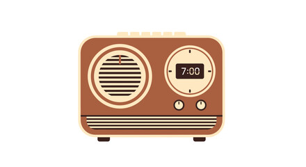 Vintage-Inspired Radio Illustration with Geometric Design Elements and Soft Tones