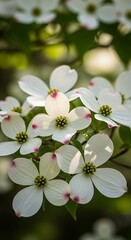 Obraz premium Beautiful White Dogwood Blossoms.
