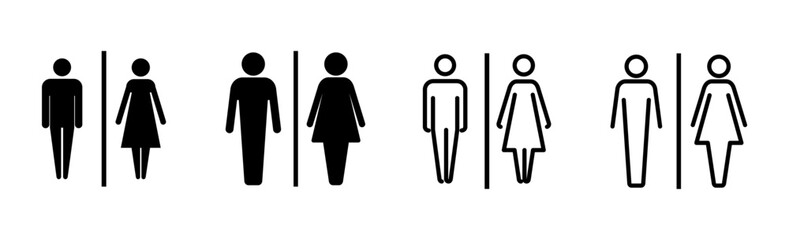 Toilet icon set. restrooms icon vector. bathroom sign. wc, lavatory