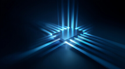 Abstract 3D processor with glowing lines, symbol of big data, AI and high-tech computing power 3D processor, glowing neon lines, AI symbol, big data technology, computing power, fu