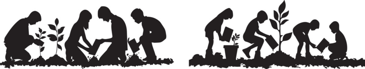 Planting trees reforestation environmental conservation initiative community work