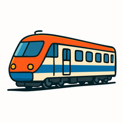 Cartoon Train Illustration Modern Passenger Train on Tracks