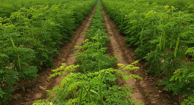 Moringa Oleifera Field: Sustainable Agriculture and Superfood Crop