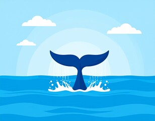 Naklejka premium Vector Illustration of Whale Tail Splashing in Ocean