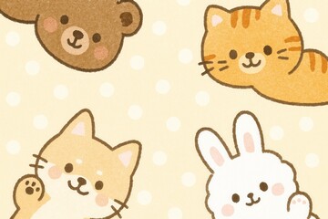 Fototapeta premium Cute animal faces pattern.