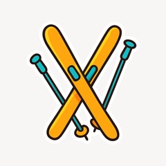 Obraz premium Ski equipment cartoon illustration.