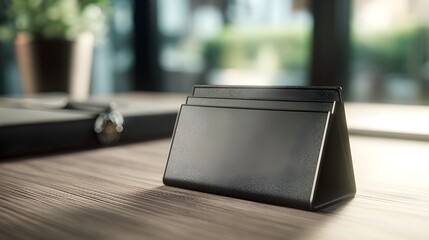 Obsidian black clipped business card holder delivering sleek sophistication for professionals in modern corporate branding