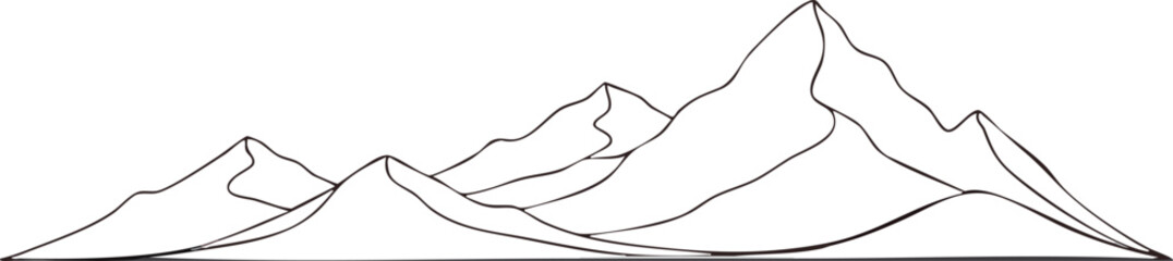 Detailed Mountain Range Outline with Sharp Peaks and Ridges 1.