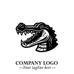 Black and White Crocodile Logo in Minimalist Modern Vector Design for Branding and Creative Identity