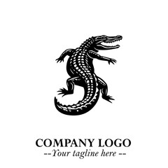 Black and White Crocodile Logo in Minimalist Modern Vector Design for Branding and Creative Identity