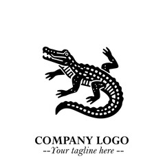 Black and White Crocodile Logo in Minimalist Modern Vector Design for Branding and Creative Identity