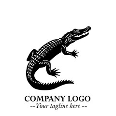Black and White Crocodile Logo in Minimalist Modern Vector Design for Branding and Creative Identity