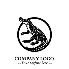 Black and White Crocodile Logo in Minimalist Modern Vector Design for Branding and Creative Identity