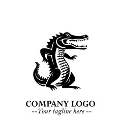 Black and White Crocodile Logo in Minimalist Modern Vector Design for Branding and Creative Identity