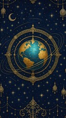 Naklejka premium Ornate celestial globe illustration
