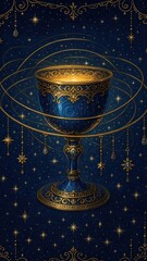 Ornate celestial chalice illustration