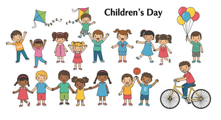 World children's day background. Happy International Children's Day design. November 20. Childrens Day celebration. Template for Poster, Banner, Flyer, Greeting Card, Post. Cartoon Vector illustration