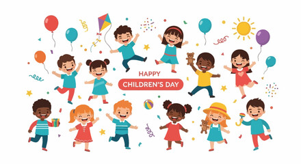 World children's day background. Happy International Children's Day design. November 20. Childrens Day celebration. Template for Poster, Banner, Flyer, Greeting Card, Post. Cartoon Vector illustration