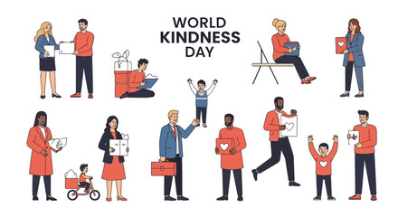 World Kindness Day flat concept (people helping each other)