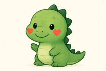 Cute dinosaur with heart cheeks.