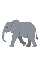 Obraz premium A grayscale, walking elephant illustration on a white background