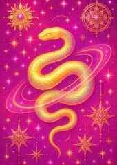 Fototapeta premium Vibrant cosmic snake design.