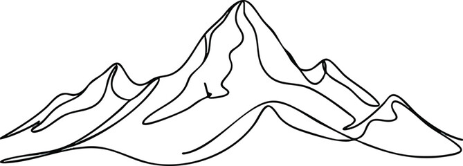Minimalist Mountain Range Outline A Continuous Line Drawing.