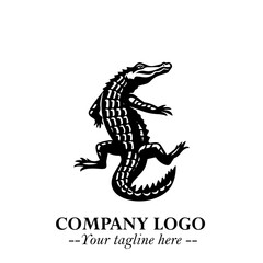 Black and White Crocodile Logo in Minimalist Modern Vector Design for Branding and Creative Identity