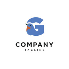 Letter G Bluebird Logo Icon Vector