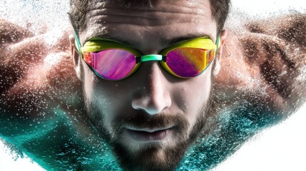 Competitive swimmer diving into action indoor swimming pool sports photography aquatic environment close-up view performance focus