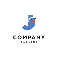 Letter J Bluebird Logo Icon Vector