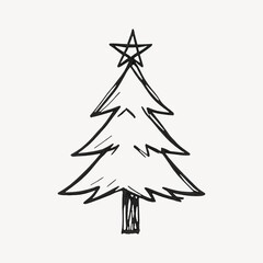 Fototapeta premium Simple hand-drawn Christmas tree.