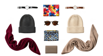 Fashionable clothing winter accessories assortment