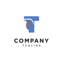 Letter T Bluebird Logo Icon Vector