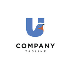 Letter U Bluebird Logo Icon Vector