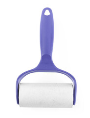 One sticky lint roller isolated on white