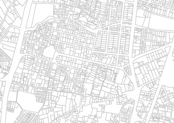 Naklejka premium Cadastral map of a city landscape with buildings, and roads