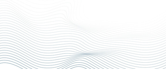 Vector abstract wave blue lines on white background template.