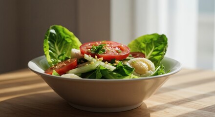 Fresh Garden Salad with Tomatoes and Lettuce in a Bowl.