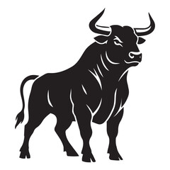 Powerful bull head silhouette for agricultural or sports themes