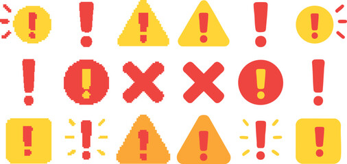 Warning and caution signs vector set – hazard symbols with exclamation marks, danger icons, safety alerts, red yellow black road signs, and attention illustration collection for safety design