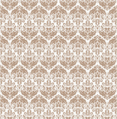 Elegant Damask Seamless Pattern – Luxury Vintage Floral Ornament Background in gold and white