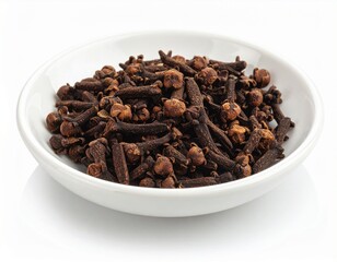 Obraz premium Pile of Dried Cloves on White Plate