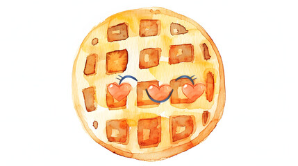watercolor painting kawaii cute waffle