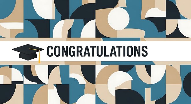 Elegant congratulations banner with modern geometric design for celebrations and achievements